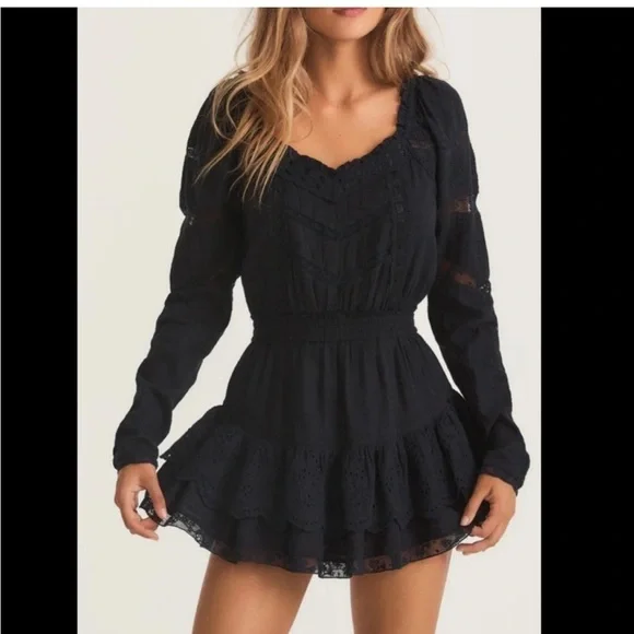 LoveShackFancy Sanaya Mini Dress black - Picture 2 of 11